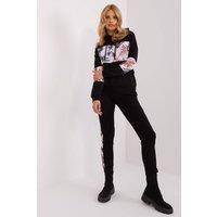 Love Lace Women's Cotton Floral Insert Tracksuit Set Hoodie in Black | Size: S/M