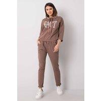 Love Lace Women's Embroidered 3/4 Sleeve Tracksuit Set in Brown | Size: S/M