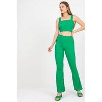 Love Lace Women's Padded Cup Rectangular Neck Top Wide Leg Pants Set in Green