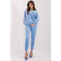 Love Lace Women's Velour Sweatshirt & Pants Set with Bow in Blue