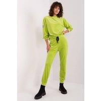 Love Lace Women's Velour Knit Sweatshirt Set With Patch Detail in Green