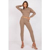 Love Lace Women's Hooded Zip Sweatshirt & Long Pants Set in Beige | Size: Medium