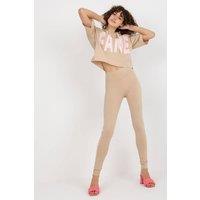 Love Lace Women's Hooded Sweatshirt Leggings Set With Print in Beige