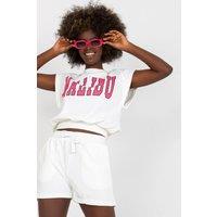 Love Lace Women's Printed Blouse & High Waist Shorts Set in White