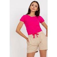 Love Lace Women's Short Sleeve T-Shirt & High Waisted Shorts Set in Pink