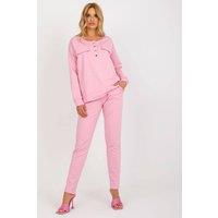 Love Lace Women's Cotton Elastane Snap Track Suit Set in Pink | Size: S/M