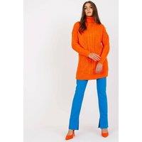 Love Lace Women's Extended Cut Turtleneck Sweater Long Sleeve in Orange