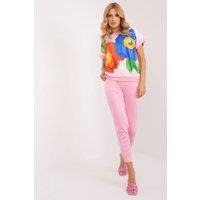 Love Lace Women's Velour Blouse & Drawstring Pants Set Style 196784 in Pink