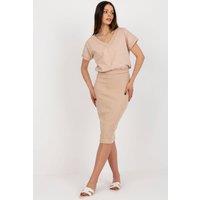 Love Lace Women's Heart Neckline Blouse & Slip Dress Set in Beige | Size: Small
