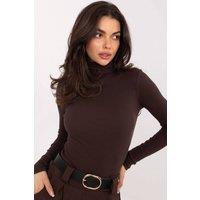 Love Lace Women's Classic Ribbed Turtleneck Sweater Soft Stretch in Brown | Size: S/M