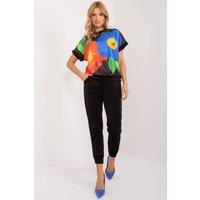 Love Lace Women's Velour Blouse & Pants Casual Set in Black