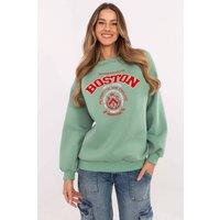 Love Lace Women's Cotton Polyester Fleece Print Sweatshirt in Green