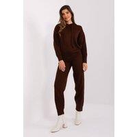 Love Lace Women's Long Sleeve Hooded Sweater Pants Set in Brown