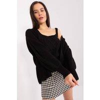 Love Lace Women's Textured Strapless Top & Cardigan Set in Black