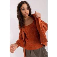 Love Lace Women's Textured Strapless Top Cardigan Set in Orange