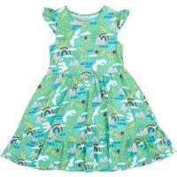 Frugi Girl's Olivia Skater Dress in Aqua | Size: 1-2 Years