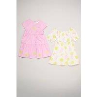 Miss Girl's 2-Pack Printed Muslin & Chambray Dresses in Pink | Size: 2 Years