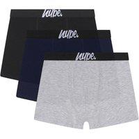 Hype Boy's 3 Pack Boxers Black, Grey & Navy Soft Breathable Underwear | Size: 7-8 Years