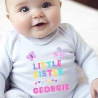Aye Do Gifts Girl's Pretty Little Sister Baby Outfit: Baby Grow in White | Size: 0-3 m
