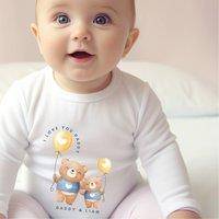 Aye Do Gifts Personalised Daddy & Baby Bear Outfit: Baby Grow in White | Size: 0-3 m