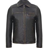 Infinity Leather Men's Cow Hide Leather Biker Jacket in Black | Size: 2XL