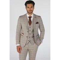 Paul Andrew Men's Leo 3 Piece Checked Suit in Beige | Size: 38R