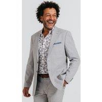 Dobell Men's Light Grey Cotton/Linen Blend 2 Piece Suit | Size: 44R