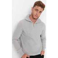 WOVCOR Men's Men's Half Zip Funnel Neck Knit Sweater in Grey | Size: Small