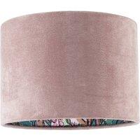 Happy Homewares Rose Pink Velvet Drum Lamp Shade with Inner Watercolour Floral Pattern | Size: 10 inches