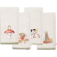 Wrendale Designs Set of 4 'Garden Friends' Animal Cotton Napkins