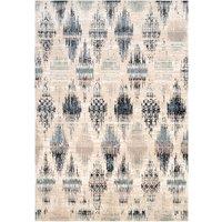 Kukoon Beige Navy Distressed Diamond Trellis Area Rug | Size: 80 cm x 150 cm