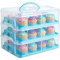 VonShef Three Tier with Handles Muffin Cupcake Carrier in Blue
