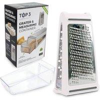 Top 3 2-Way Stainless Steel Food Grater with 480ml Measuring Box in White