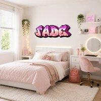 60 SECOND MAKEOVER Personalised Graffiti Name Pink & Purple Wall Sticker Decal 60cm