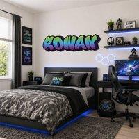 60 SECOND MAKEOVER Personalised Graffiti Name Purple Green Blue Wall Sticker Decal 100cm