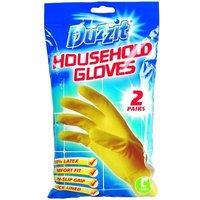 Duzzit Latex Gloves Pack of 2 in Yellow | Size: Large