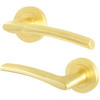 AFIT Satin Brass Round Rose Fire Door Handles 1 Pair Internal in Gold | Size: 150mm x 150mm