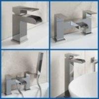 Kelvenix Bathroom Waterfall Bath Shower Mixer Tap Bath Filler Taps in Silver | Size: 1000mm x 700mm