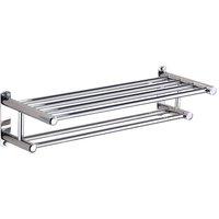 SPETLEK Double Towel Rail Holder Wall Mounted Bathroom Rack Shelf in Silver