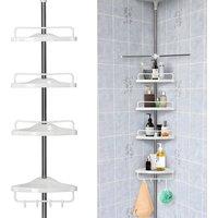 Kelvenix 4 Tier Telescopic Bathroom Wall Corner Shelf Rack Shower in White