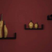 Kelvenix Set Of 3 U Shaped Floating Wooden Wall Mounting Shelf Display Unit in Black