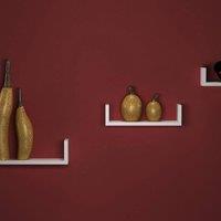 Kelvenix Set Of 3 U Shaped Floating Wooden Wall Mounting Shelf Display Unit in White