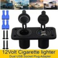 Kelvenix 12V Dual USB Cigarette Lighter Socket Charger for Car & Boat in Black