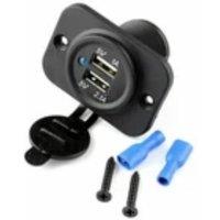 Kelvenix 12V Dual USB Car Cigarette Lighter Socket Splitter & Charger in Black