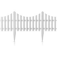 Kelvenix 10pcs Wood Effect Plastic Garden Edging & Lawn Border Picket Fence in White