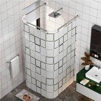 EONLION 3 Way Shower Curtain Rod U & L Shape Corner Rail in Silver