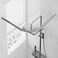 SPETLEK Shower Curtain Rail Pole L Shape in Silver | Size: 10000mm x 520mm