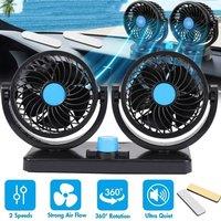 SPETLEK 12V Dual Head Car Fan Portable Truck Fan in Black