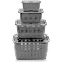 EONLION GREY-Fridge Organiser Multipurpose Refrigerator Storage Box in Grey | Size: 100 cm