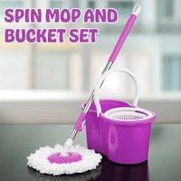 EONLION FLOOR MAGIC SPIN MOP BUCKET SET in Purple | Size: 100 cm